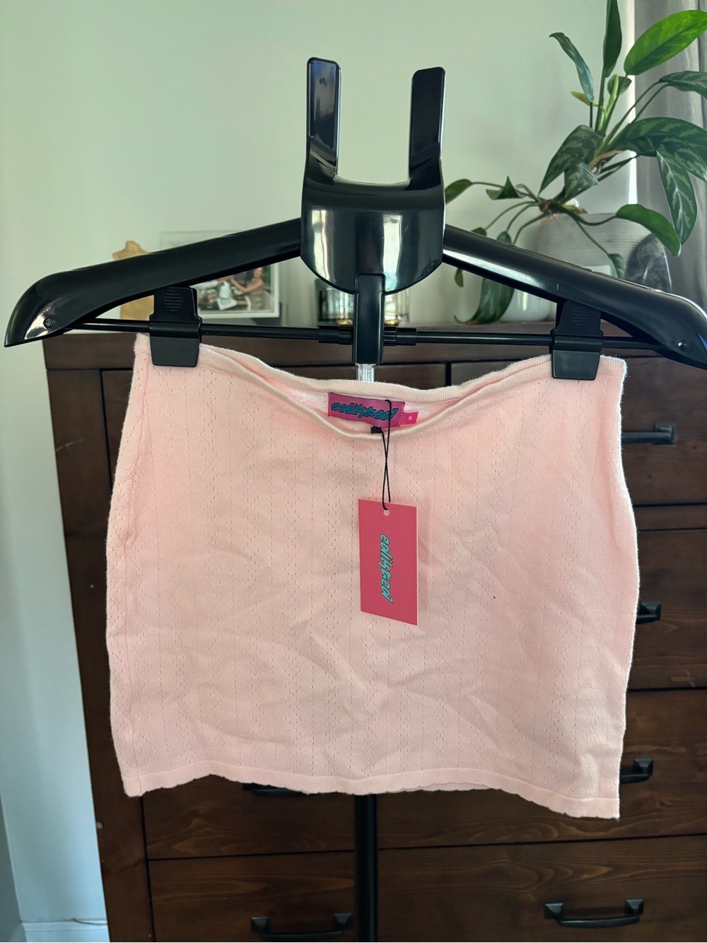 Edikted Light Pink Pointelle Mini Skirt